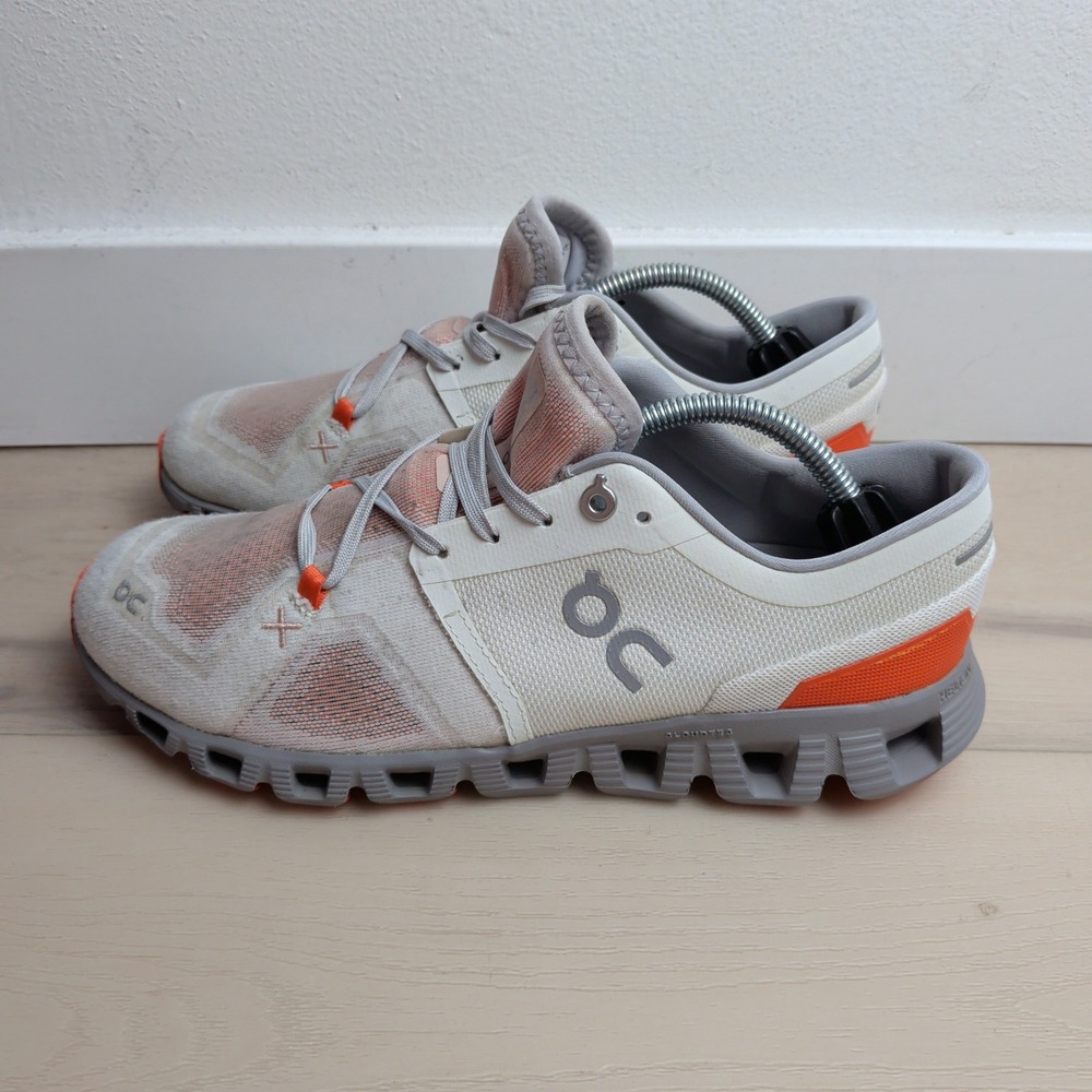 On Cloud X Running Shoes White Flame Orange Women 8 Ivory Alloy Sneaker 60.98252